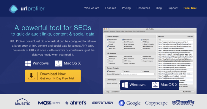 url profiler provides powerful SEO tools