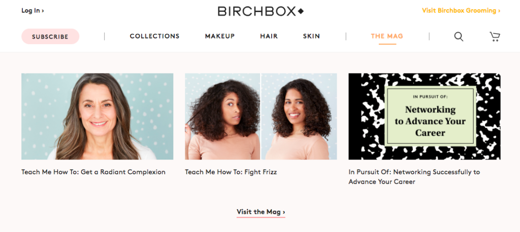 birchbox produces epic content marketing by starting the sales funnel