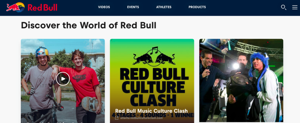 redbull produces epic content marketing by pushing the edge and focusing on stories