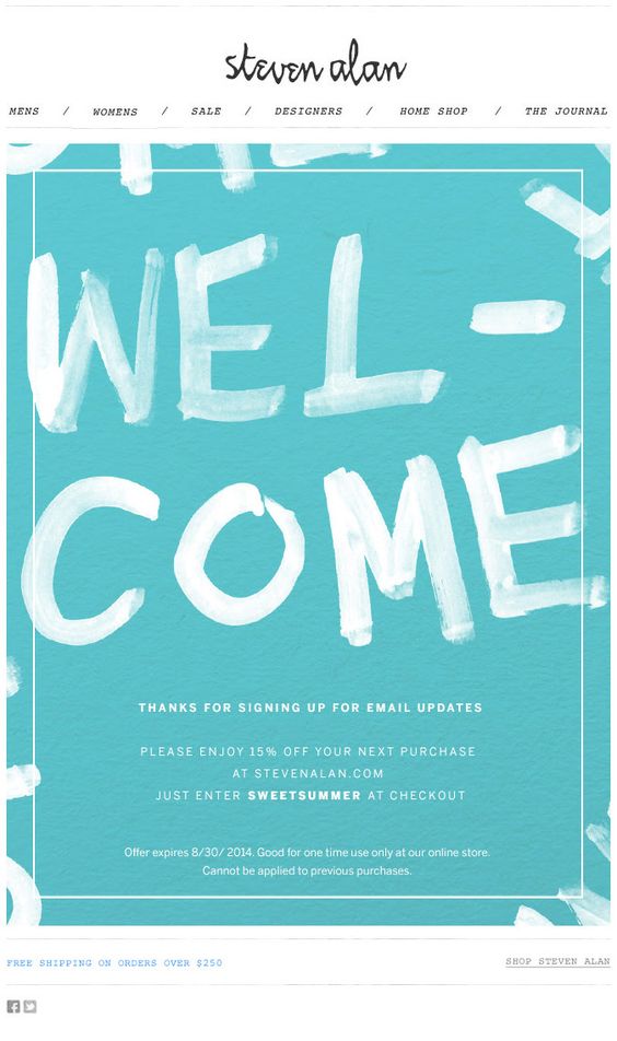 steven alan welcome email