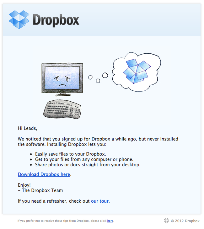 dropbox onboarding email