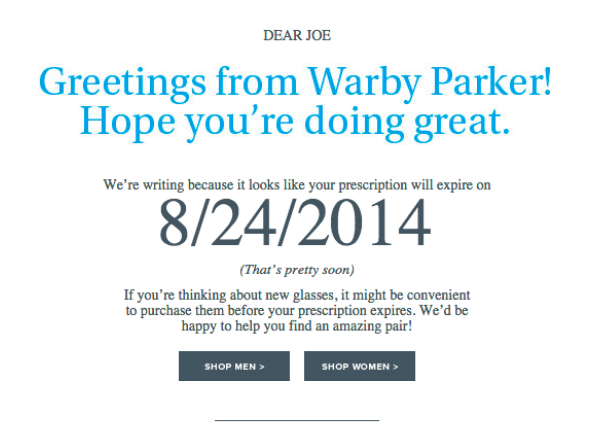 warby parker customer service email template